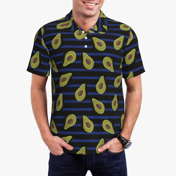 Fotbe Avocado Camiseta Polo de Golf para Hombre con Estampado – Camisa Deportiva Transpirable con Cuello Abotonado-X-Large