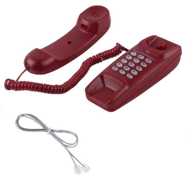 Extensión de teléfono fijo de pared sin identificador de llamadas, teléfono residencial para hotel familiar (rojo)
