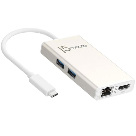 j5create - USB-C Multi-Adapter - HDMI/Ethernet/USB 3.1 HUB/PD 3.0 - Champagne Metallic
