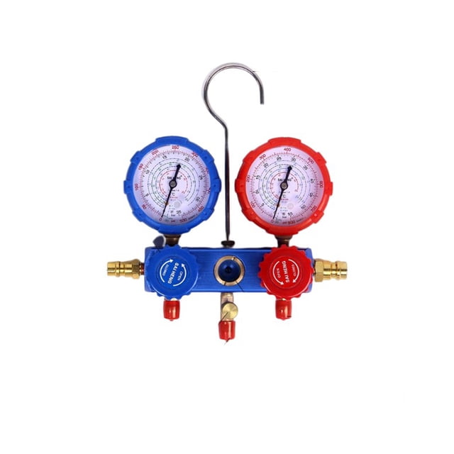 Riwesomey Manga de goma precisa de doble calibre R134A de Metal, 4 válvulas, 0-5.3MPa, medidor de presión de reparación de aire acondicionado analógico Vehículos, repuestos y accesorios Mis Riwesomey VI016817-00