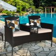 thumbnail image 5 of RELAX4LIFE Conversation Furniture Set with Table and Two Removable Cushions Rattan Wicker Chairs and Table Set for Patio,Garden, Baloney and Lawn Outdoor Porch Furniture Sets Loveseat(Brown+Beige), 5 of 18