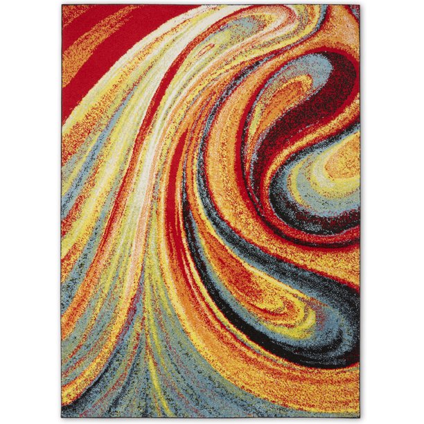 Home Dynamix Splash Adja Contemporary Abstract Swirl Area Rug, Red/Blue