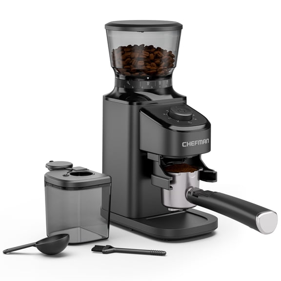 Chefman Conical Burr Coffee Grinder, 40 Grind Settings, Anti-Static, Black