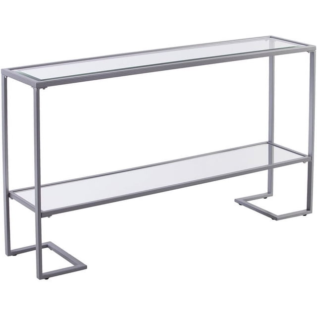 SEI Furniture Horten Glass Console Table in Silver