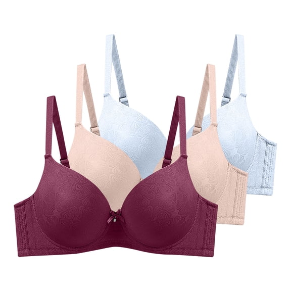 Womens Everyday Bras, 3 Pcs Smooth Wireless Bras for Women No Underwire Comfort Seamless Supportive Bra Push Up Bralettes Full Coverage 85-110