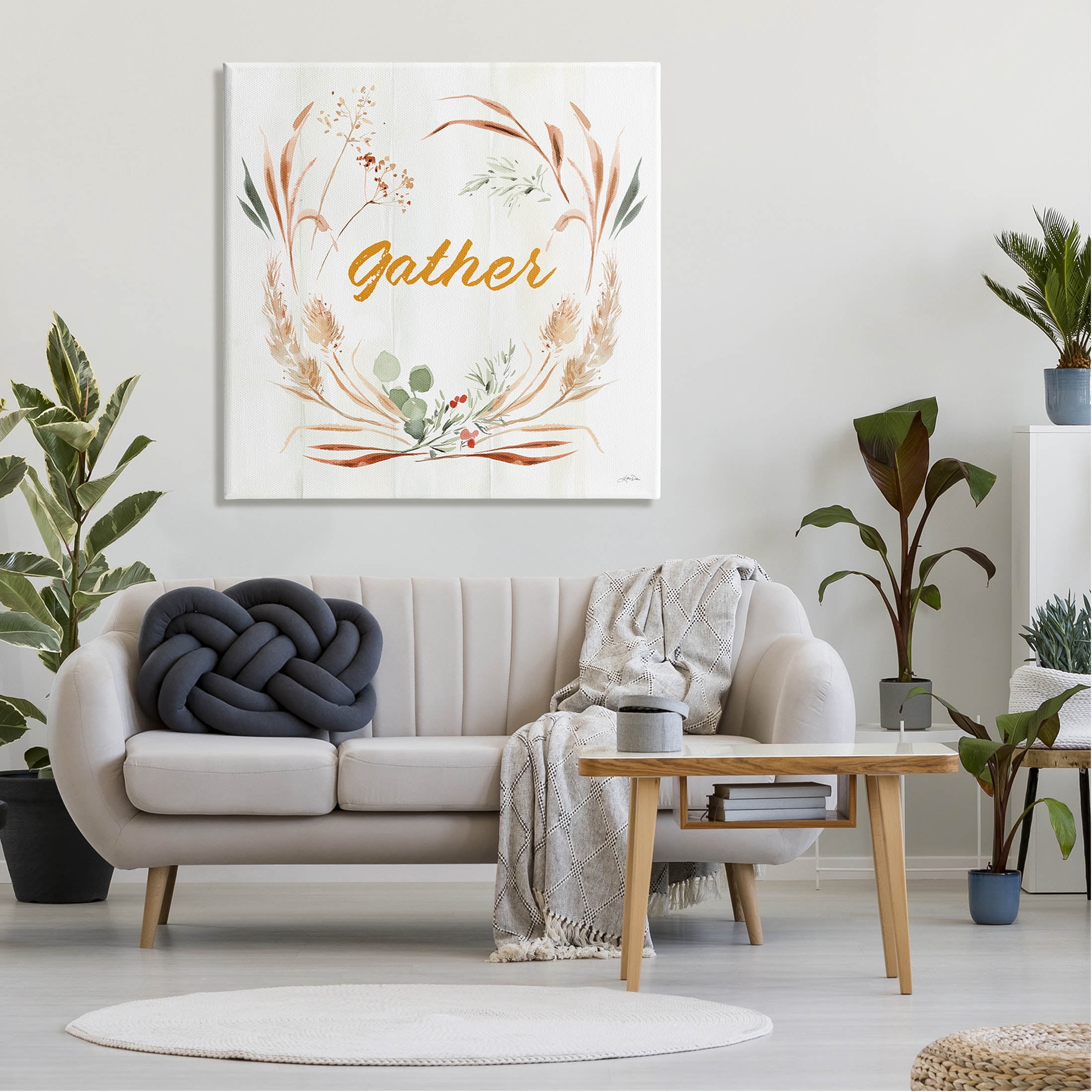 Stupell Industries Gather Phrase Herbs Wreath Graphic Art Gallery Wrapped Canvas Print Wall Art, Design by Katrina Pete