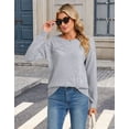 thumbnail image 3 of Cogild Sweater for Women Floral Knit Pullover, 3D Flower Applique Crew Neck Long Sleeve Casual Sweater, 3 of 10