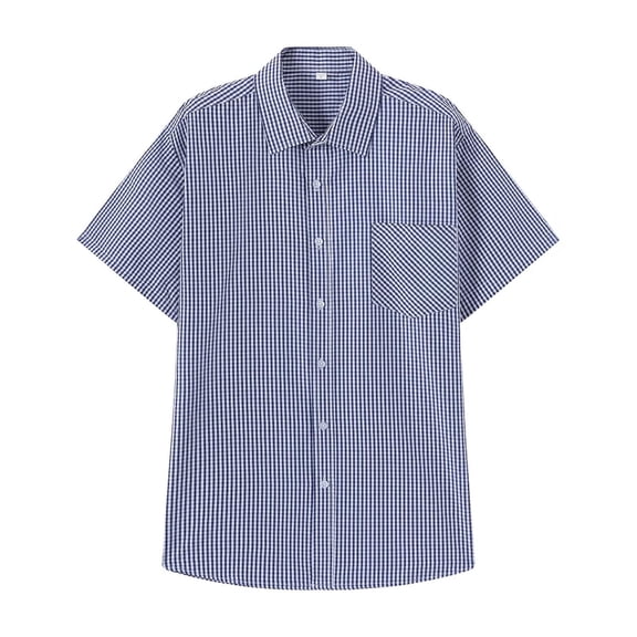 Klisyaur Men's Business Button Shirts Summer Striped Short Sleeve Tee Top for Men Casual Shirt Tops with Pockets
