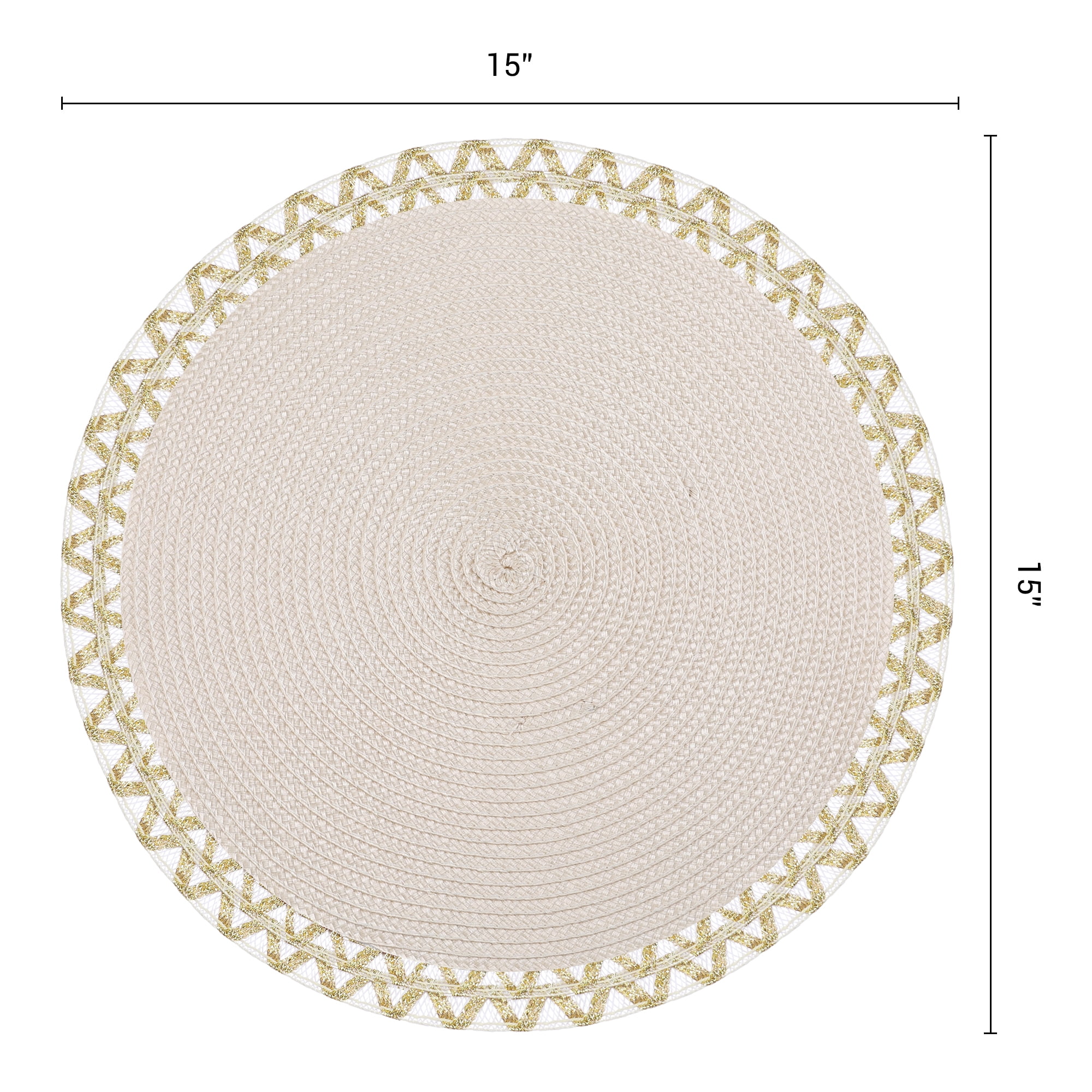 Unique Bargains Rustic Placemats 6 Pack Round Woven Placemats Beige 15x15inch