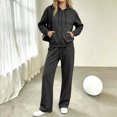 thumbnail image 2 of Domzest Zip Up Hoodies Sweatsuits Womens Long Sleeve Full-zip Hooded Sweatshirt & Wide Leg Sweatpants Fall Winter Athletic Tracksuits Dark Gray M, 2 of 6
