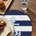 thumbnail image 3 of Navy Blue Striped Round 13 Inch Placemats Set of 2, Blue Anchor Nautical Farmhouse HeatResistant Non Slip Place Mats for Dining Table, Wipeable Braided Kitchen Table Mats for Housewarming, 3 of 9
