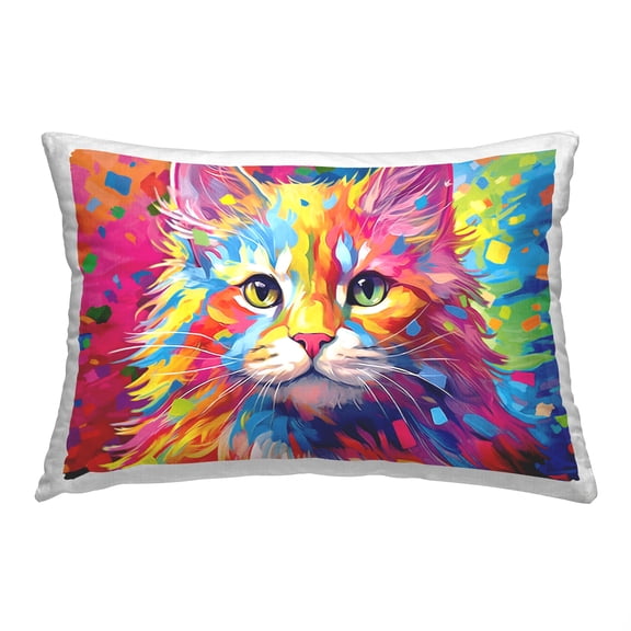 Stupell Industries Modern Patterned Cat Decorative Printed Throw Pillow, 14 x 20