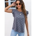 thumbnail image 4 of CALIPESSA Womens Summer Polka Dot Short Sleeve Tunic Tops Loose Fit Casual Round Neck T-Shirt, 4 of 5