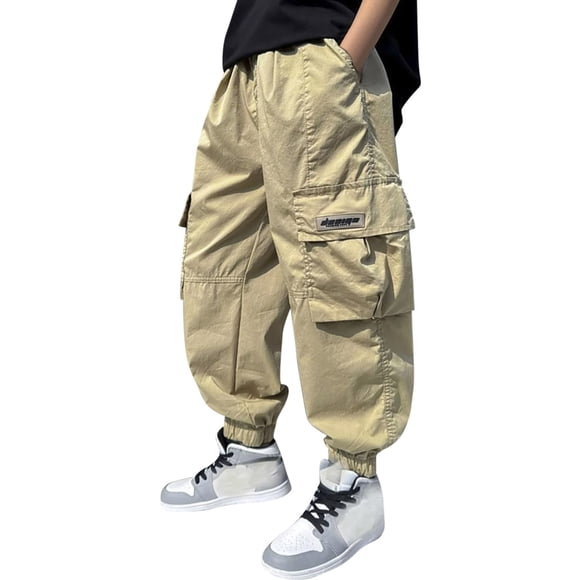 XDZJLR Pants for Boys Overalls Children's Fashion Children's Casual Autumn Cargo Trousers 9-10 Years