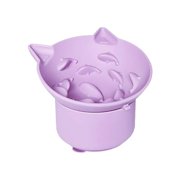Elevated Silicone Tilt Design Pet Bowls for Cats and Dogs Feeder Container to Slow Down Eating Fish Shape Dish for Indoor Use