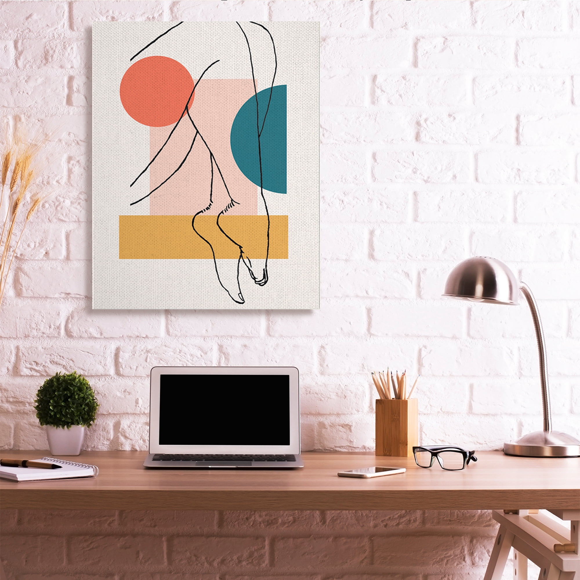 Stupell Industries Abstract Legs over Bold Geometric Blocked Shapes Novelty Painting Gallery Wrapped Canvas Art Print Wall Art, 36 x 48