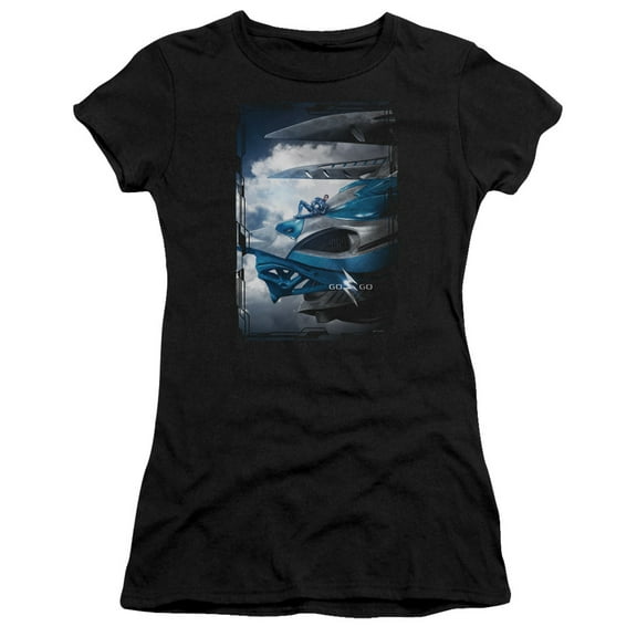 Power Rangers Blue Zord Poster Junior Women's T-Shirt Sheer Black