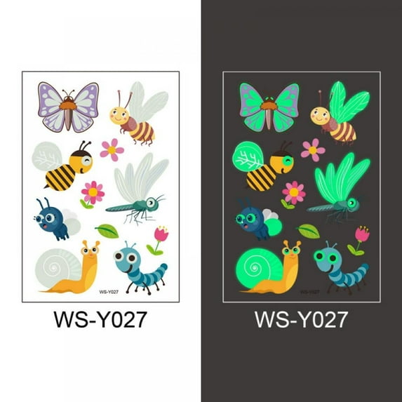 Children Temporary Tattoos Kids Luminous Tattoo Sticker Waterproof Glow Cartoon Stickers
