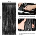 thumbnail image 2 of LQQBOX 3 Pcs 78.8in x 39in Shiny Black Metallic Tinsel Foil Fringe Curtain Photo Booth Backdrop Props for Birthday Wedding Bridal Shower Baby Shower Celebration Bachelorette Party Decorations (Black), 2 of 7