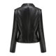thumbnail image 3 of Chaqueta de motociclista de piel sintética elegante y delgada con cremallera para mujer, 3 of 3