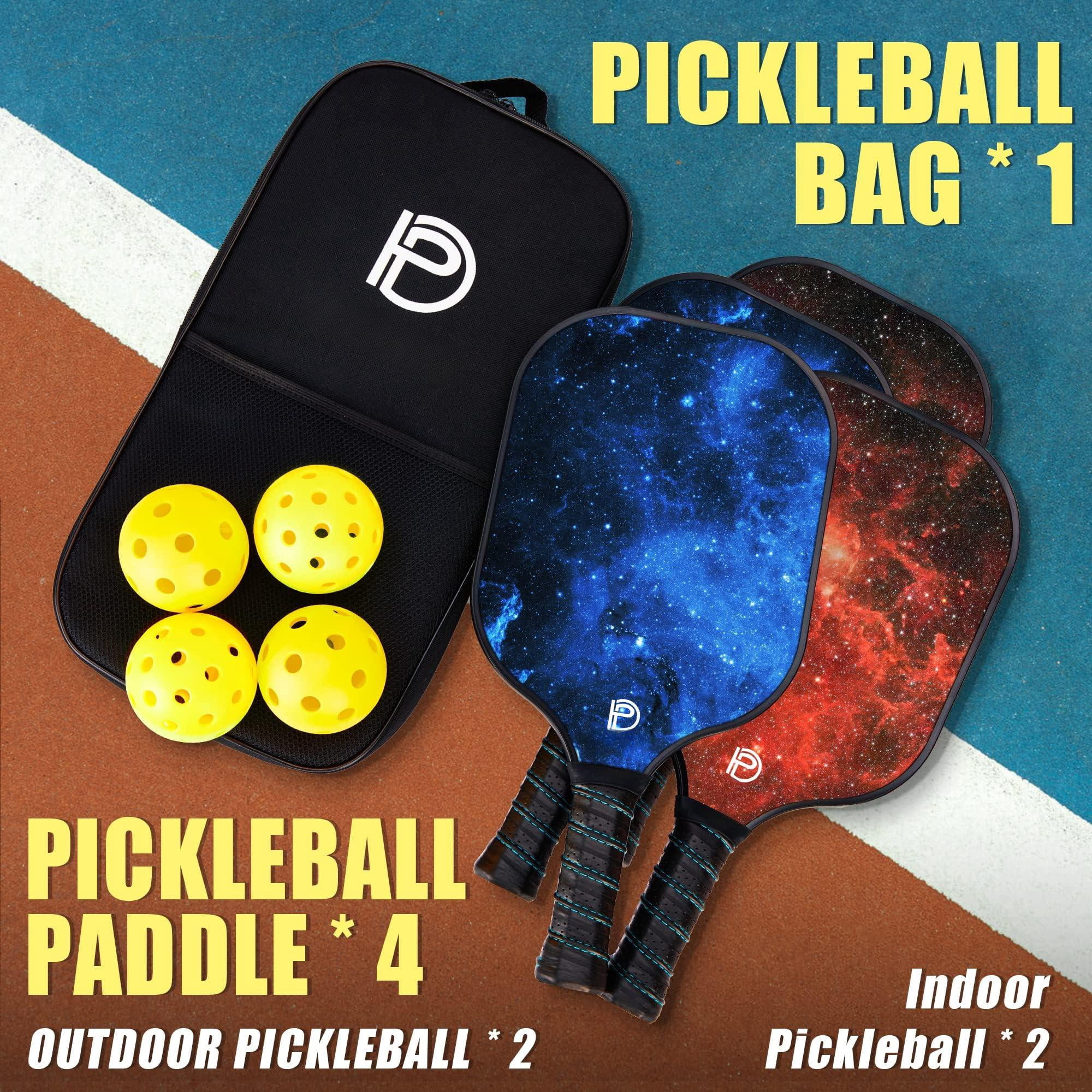 Pickleball Paddles Set Of 2/4 - Usapa Approved  4 Indoor Outdoor Balls Fiberglass Surface Paddle Racket With Cover Bag Ideal Equipment Gift For Men & Women