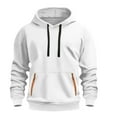 thumbnail image 2 of TOWED22 Men Hoodie Sweatshirt Casual Solid Color Hooded Sweater with Pockets Top Hoodie(White,M), 2 of 9