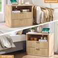thumbnail image 4 of LEYAOYAO 31" Wide Nightstand with Drawers for Bedroom, Farmhouse End Table with Charging Station, 2 Drawers Storage for Bedroom, Natural Oak, 4 of 10
