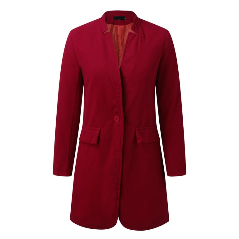 Daznico Jackets for Women Women Soft Coat Long Sleeve Hairy Open Pocket  Front Short Cardigan Suit Jacket Solid Button Long Coat Red XXXL | Cardigans