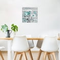 thumbnail image 3 of Farmhouse Floral Wall Art for Living Room, Teal and White Daisy Flower and Butterfly on Rustic Wood Board Canvas Wall Art Framed Artwork Ready to Hang for Bathroom Bedroom Decor,12L X 12W Inches, 3 of 7