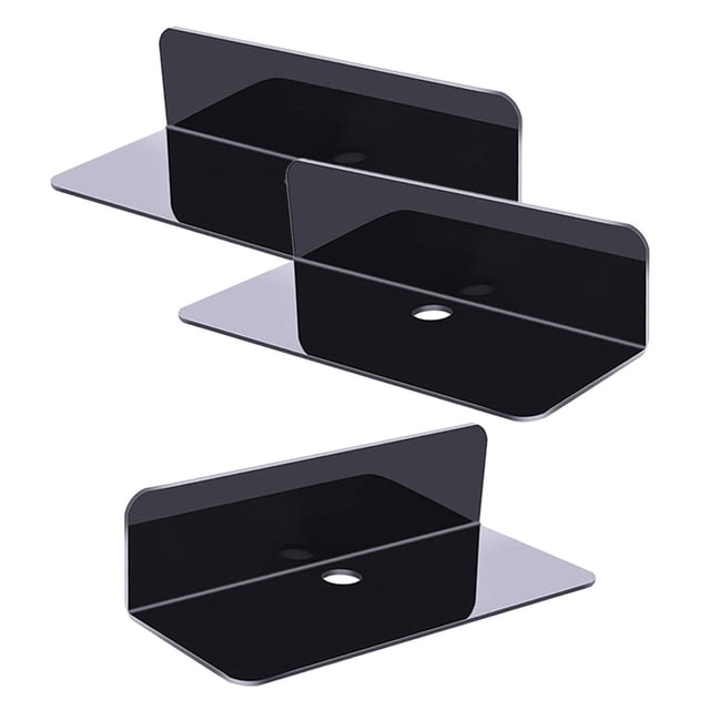 Estante flotante de acrílico autoadhesivo extraíble para muñeca 2/3/4/5/6 piezas 3 piezas negro Zulema Estantes de pared flotante de acrílico