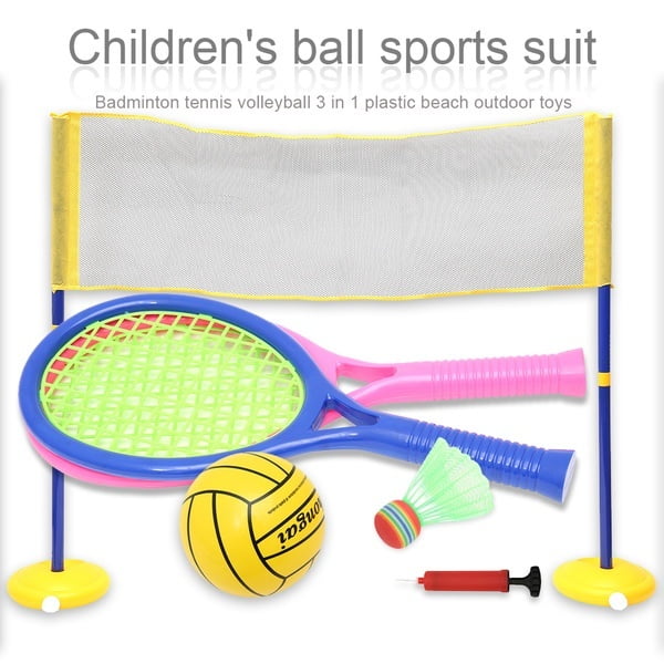 Kids 2 in1 Badminton and Volleyball Set Ball Racket Net Games Children Toys NEW