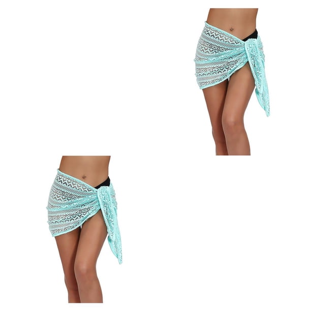 Qarigey Vestidos de playa Cubierta de de encaje de moda sexy Secado rápido Cómodo de usar Buena elasticidad corta con estilo Azul M Azul METRO 2piezas Qarigey CBP392641