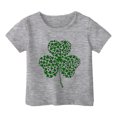 thumbnail image 5 of KKBOTIVE Girls St. Patrcik's Day T Shirt Cute Shamrock Printed Short Sleeve Round Neck Tees Soft Cozy Tops for Kids Fashion Summer Clothes, Grey Size: 10-11 Years, 5 of 5