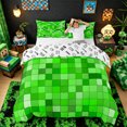 thumbnail image 3 of Meiyoeat Bright Green Pixelated Miners Duvet Cover King, Simple Square Tile Print King Bedding,3 Pieces,No Comforter, 3 of 6