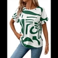 thumbnail image 2 of Blusa de Verano para Mujer, Estilo Túnica Informal, Elegante, con Cuello Asimétrico, Corta y Botones, Color Verde, Talla L, 2 of 10