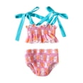 thumbnail image 1 of Sunnyoo Infant Girls Floral Bikini Swimsuit Ruffle Smocked Bathing Suit Swimwear, 2-Piece, 1 of 5