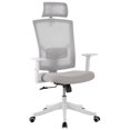 thumbnail image 1 of High Back Ergonomic Office Chair - Adjustable Lumbar Support & Headrest, Swivel Task Chair with -Up Armrests, Height-Adjustable Rocking Mesh Computer Desk Chair, for Home/Office(White+Grey, 1 of 9