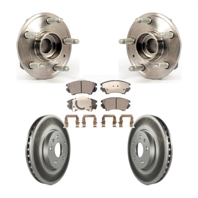 Transit Auto Front Hub Bearing Assembly Coated Disc Brake Rotors and Semi-Metallic Pads Kit for Car Chevrolet Camaro KBB-103649