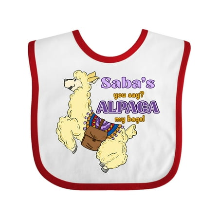 

Inktastic Saba s You Say ALPACA my Bags with Cute Jumping Alpaca Gift Baby Boy or Baby Girl Bib