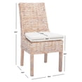 thumbnail image 3 of SAFAVIEH Suncoast Classic Rattan Solid Dining Parsons Chair, Natural/White Wash (Set of 2), 3 of 15