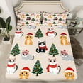 thumbnail image 2 of Feelyou Kawaii Cartoon Cat Twin Sheet Sets for Teen, Christmas Tree Twin Fitted Sheet, Happy New Year Flat Sheet, Lightweight Room Decor, 3-Piece, 2 of 7