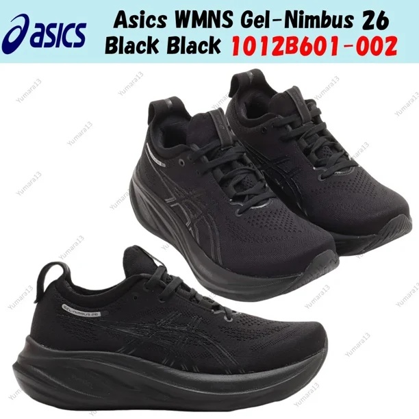 Asics WMNS Gel-Nimbus 26 Black Black 1012B601-002 Women's Size