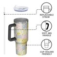 thumbnail image 4 of 40oz Pioneer Flower Floral Print Pattern Insulated Tumbler with Handle, BPA-Free Leak Proof Lid and Straws, Double Wall Vacuum, Hot 12h/Cold 34h, 4 of 6
