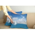 thumbnail image 2 of Ambesonne Ocean Throw Pillow Cover 2 Pack, Modern Sail Boat on Sea, 20", Sky Blue and White, 2 of 5