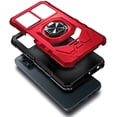 thumbnail image 3 of Nagebee Phone Case Compatible for Boost Mobile Celero 5G Plus 7.0" (2023) with Tempered Glass Screen Protector, Full-Body Protective [Military-Grade] Magnetic Car Mount Ring Holder Durable (Red), 3 of 6