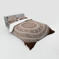 thumbnail image 3 of Brown Duvet Cover Set, Mandala Pattern and Ombre Detailed Round Flower Art with Accents Print, Bedding Set with Shams and Fitted Sheet, 3 Sizes, by Ambesonne, 3 of 3