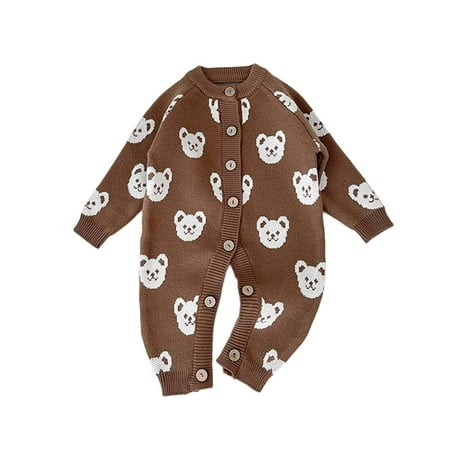 

nsendm Knit A Sweater Newborn Infant Baby Girls Boys Autumn Knitted Sweater Floral Long Sleeve Infant Jacket Girl Khaki 6-12 Months