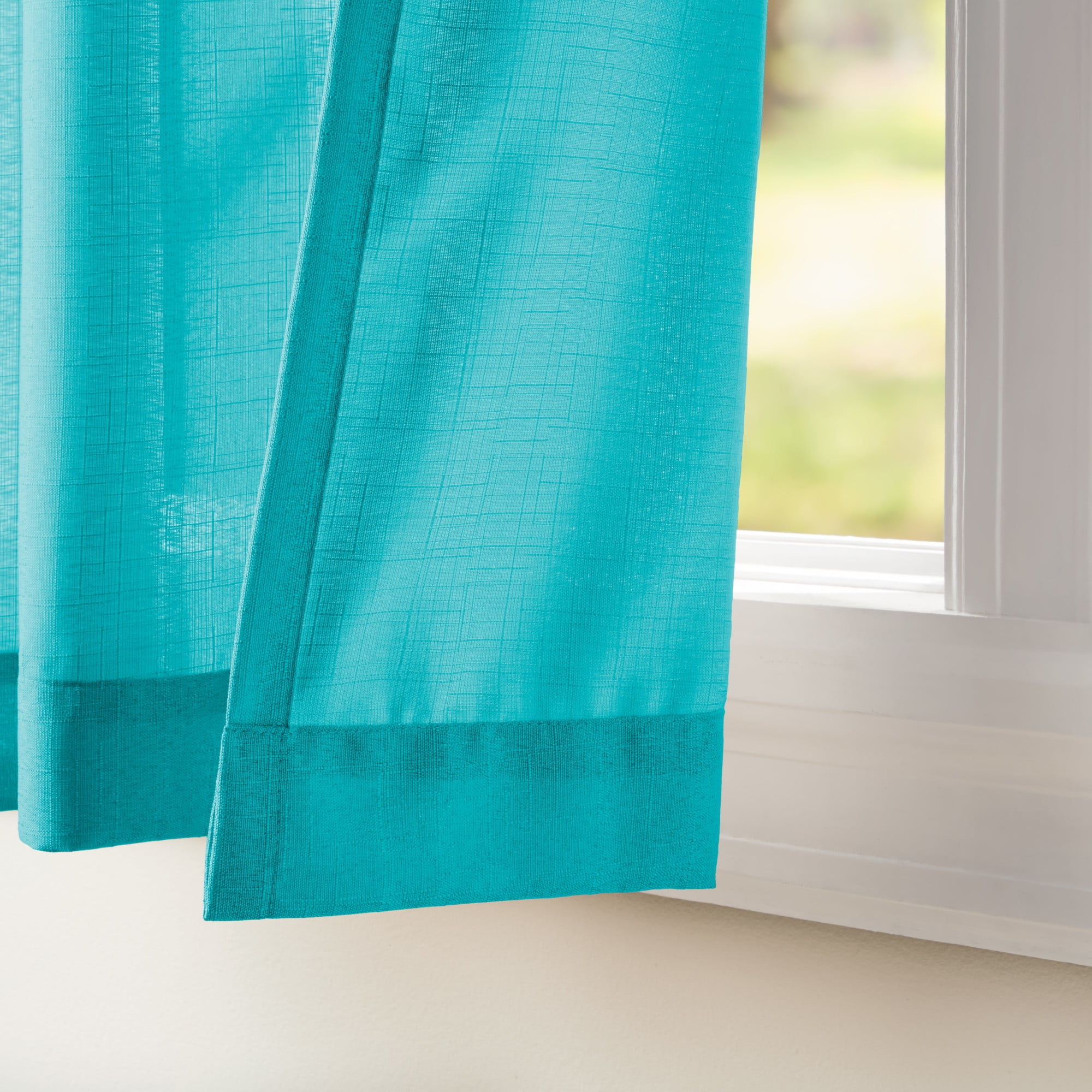 Exclusive Home Curtains Loha Linen Grommet Top Curtain Panel Pair, 54x84, Blue Teal