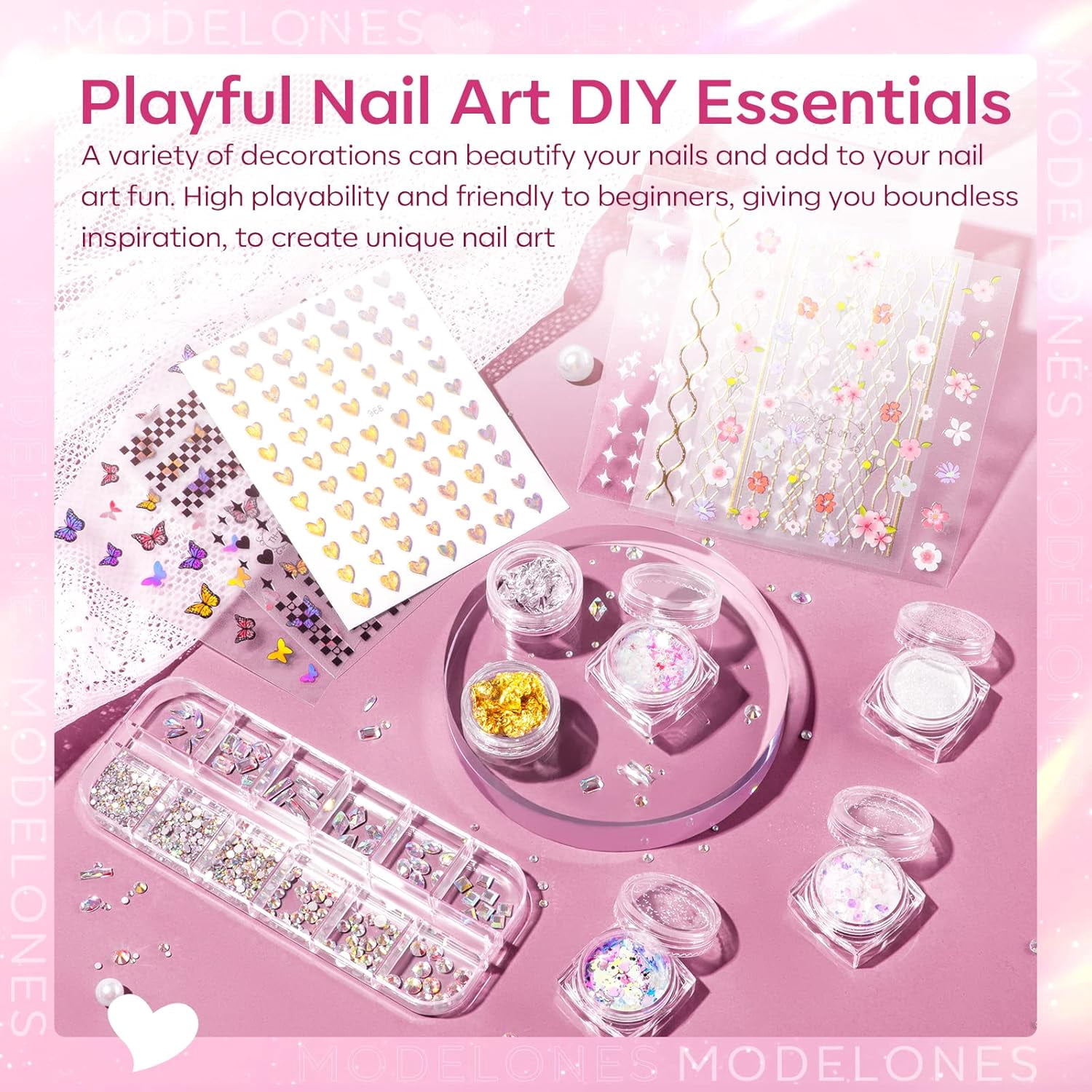 Modelones Poly Nail Gel Kit 8 Rosy Pink Colors with 48W LED Nail Lamp Poly Extension Gel Complete Nail Art Tools Professional Starter Manicure Kit Supplies Rhinestone GlittersBeauty Gift DIY at Home