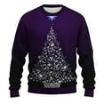 thumbnail image 2 of Fnnxeal Mens T-Shirts, Loose Print Fall Winter Long Sleeve Shirt for Men Purple, 2 of 5